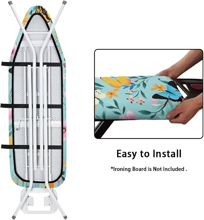 Floral Butterfly Ironing Board Cover and Pad 15x54 Inch, Iron Board Cover Large