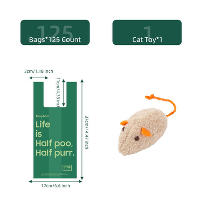 125 Count Cat Poop Bags with Handles, Disposable Litter Bags for Pet Poop, Extra-Thick Kitty Cat Waste Bags Easy Tie Leak-Proof Strengthen Unscented (Made of 70% Recycled Plastic)