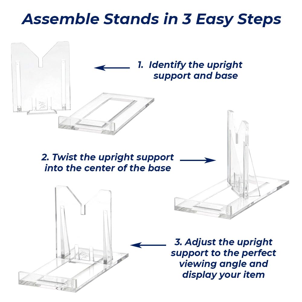 OnFireGuy (10) 2" Adjustable Two Part Adjustable Clear Acrylic Plastic Display Stand Easel for Mineral Fossil Slice Agate Slab Geode Seashell