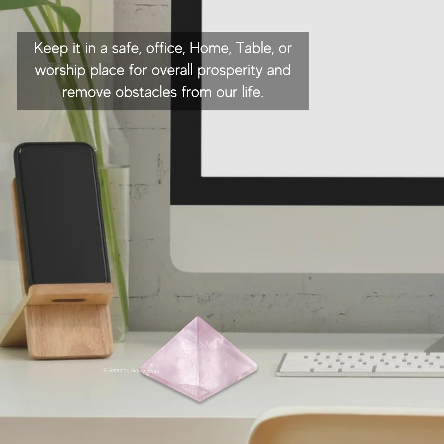 Amazing Gemstone Star Rose Quartz Pyramid Crystal Healing Stones - 1" Great Pyramid Figurine of Natural Stone Pyramid for Meditation, Reiki, Chakra Balancing and Crystal Pyramids Grid
