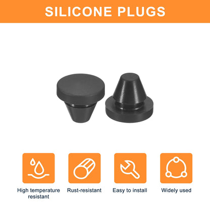 uxcell 25Pcs Silicone Plugs, Rubber Round Snap in Locking Hole Plugs for 6-7mm Hole, Hole Stoppers Waterproof Hole Plug for Metal Tube, Furniture End Caps Inserts, Black