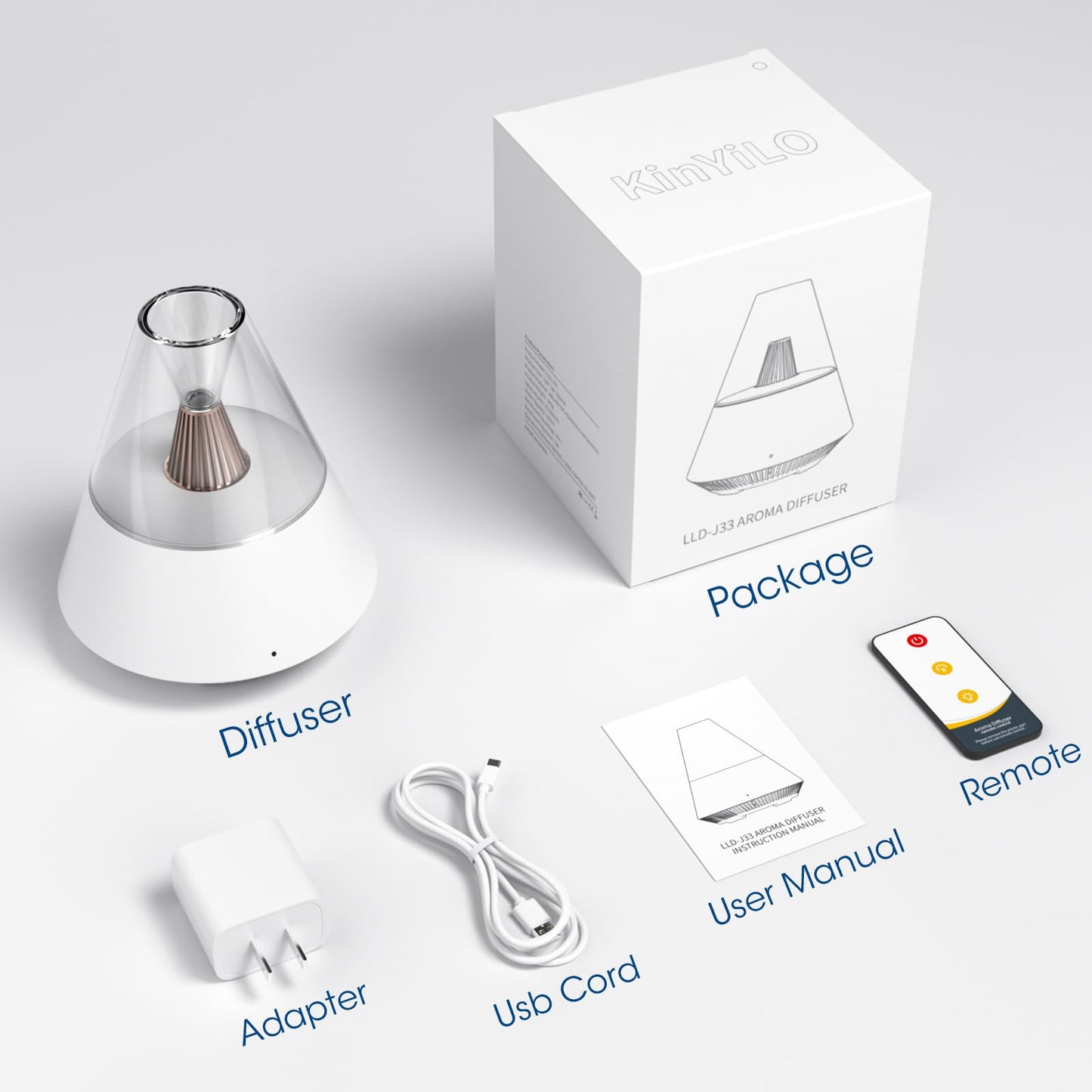 Essential Oil Diffuser, Modern Style Aromatherapy Aroma Diffusers with Candle Light, Fragrance Ultrasonic Cool Mist Humidifier, Remote Control, Auto Shut-Off, for Home Living Room Office