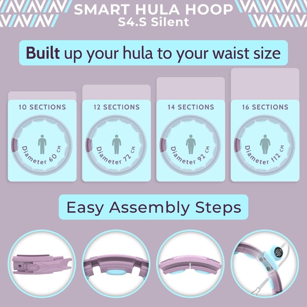 Swiss Activa+ Smart Hula Hoop S4.S XXL Extension Set - No Falling Hula Hoop - Hula Hoop 51 in - Fitness Hula Hoop with Weighted - Fitness Hoop Hula Hoop with Ball - Smart Hoola Hoop