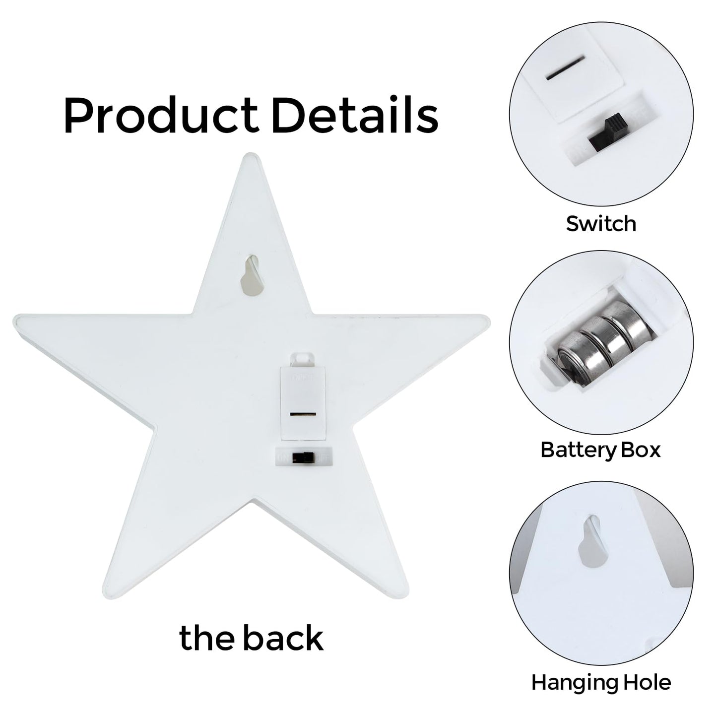 6 Pcs LED Stars Night Light Can Be Hung On The Wall Kids Room Room Light, Suitable for Birthday Party Holiday Decoration Baby Room Nursery Decoration (White Star-6pcs)