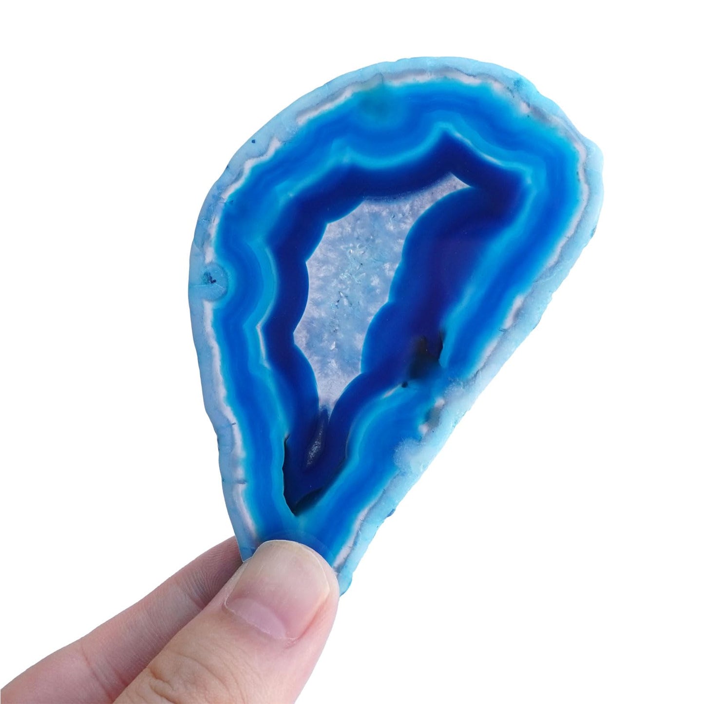 Sisamn 15pcs Blue Polished Agate Slices, Geode Slices Bulk for Light Table, Table Place Cards,Jewelry Making, Crafts, Home Decor, 1.18-2.56 Inches Length (Non-Drilled)