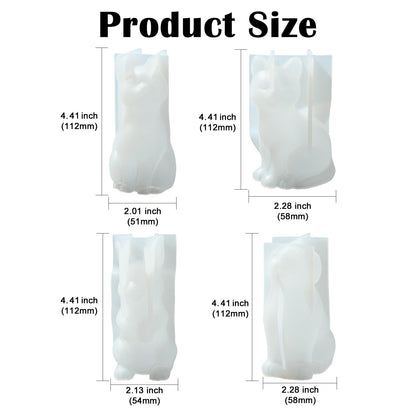 Gythara 4 pcs Cute Animal Theme Silicone Candle Mold with Base Pet Cat Dog Rabbit Cartoon Mold for DIY Party Epoxy Resin Wax Plaster Casting Soap Candy Craft Making Decoration