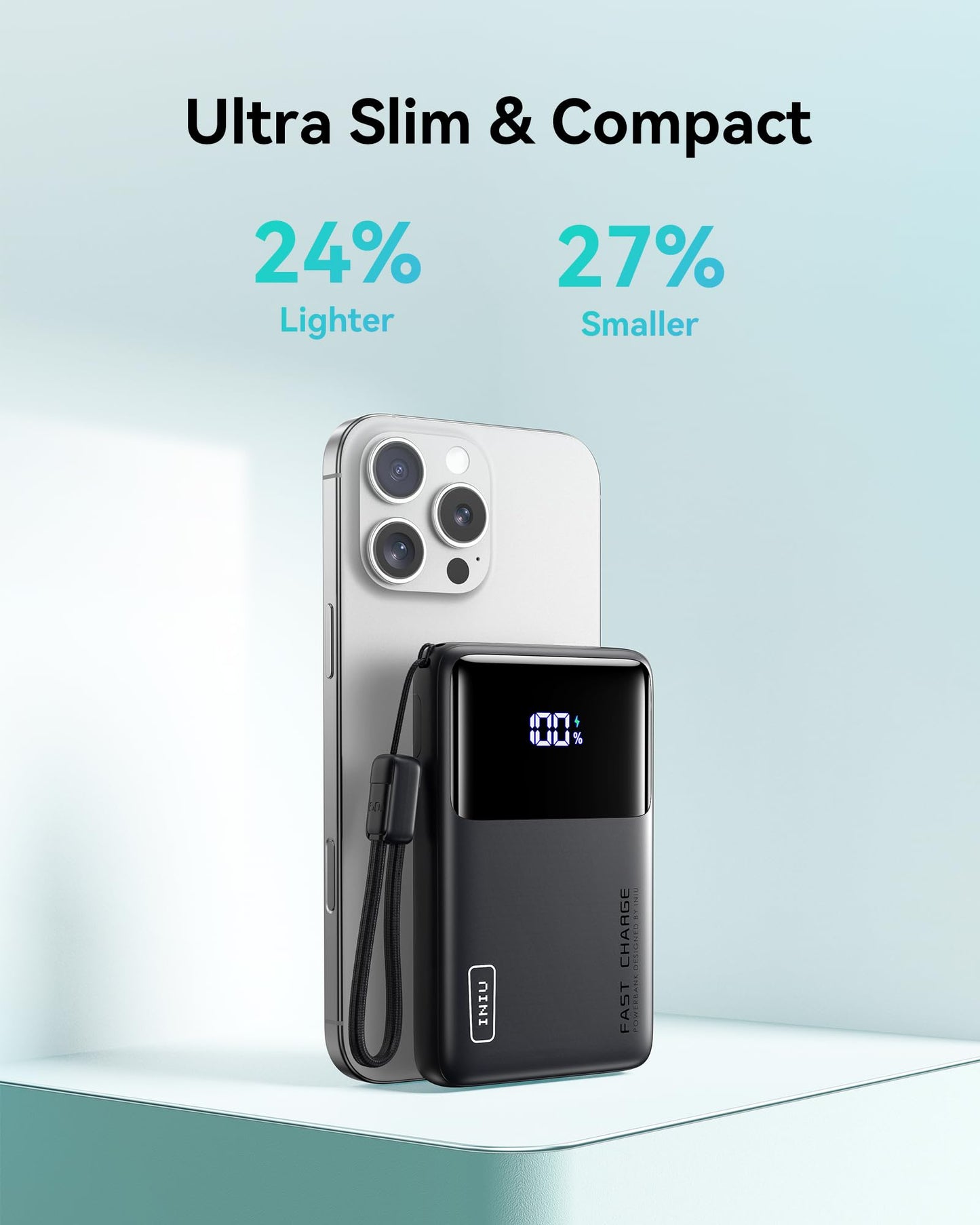 INIU Portable Charger, Slimmest Fast Charging 10000mAh USB C in/Out Power Bank, 22.5W PD3.0 QC4+ Battery Pack, Portable Phone Charger for iPhone 16 15 14 13 12 Pro Samsung S22 S21 Google AirPods iPad