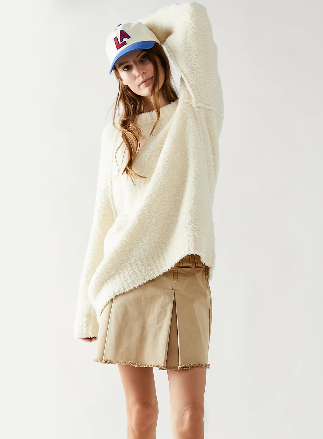 Beaully Women's Oversized Long Sleeve Crewneck Fuzzy Knit Warm Sweaters 2025 Fall Pullover Sweater Tops