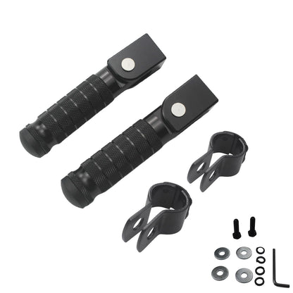 Adsspro Universal CNC M8 Motorcycle Foot Pegs 90 Degree Foldable Foot pegs Footpegs CNC Anti-Skid Footrest Foot Rest Pedal for Motorbike Mini Bike Dirt Pit Bike (Black)