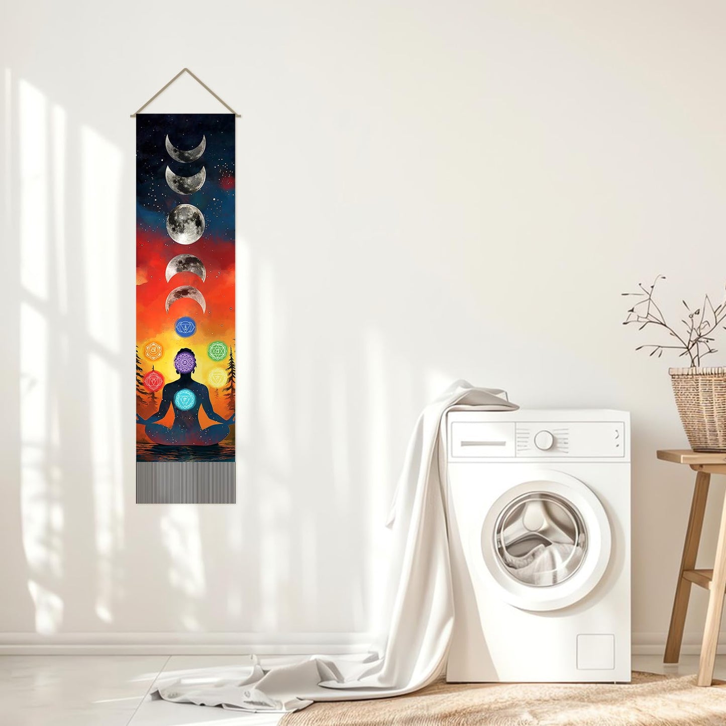 SUPERDANT Pack of 2 Seven Chakra Tapestry Meditation Wall Hanging Decor Tapestry For Bedroom Vertical Tapestries Blanket Long Narrow Wall Art with Tassel for Home Living Room Yoga Room Decoration Gift