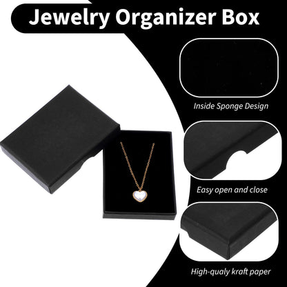 5 Pcs Small Jewelry Gift Boxes Cardboard Black Small Gift Boxes With Lids For Presents 2.75x3.54x0.63in Cotton Filled Empty Square Pendent Storage Case For Necklace Bracelet Earring Birthday Wedding