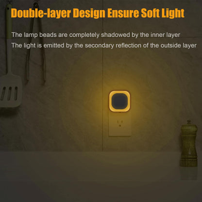2 Pack Plug in Amber Night Light, Auto Dusk to Dawn, Soft Glow, Dimmable, Diffused Light, LED Lights for Bedroom, Kids, Bathroom, Sleep, Baby Nursery, Toddler, Hallway, Kitchen, Home Decor