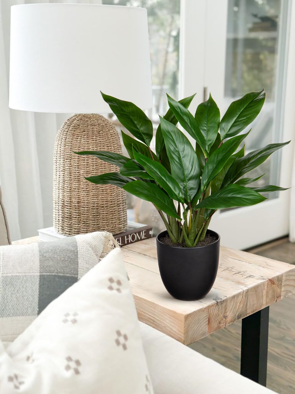 GnFlus Fake Plants 17'' Faux Plants Artificial Potted Plants Indoor Realistic Fake Cast Iron Plant Artificial Plants with Pot for Home Office Farmhouse Kitchen Bathroom Table Shelf Decor