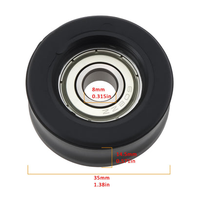 Briny River 2pcs Rowing Machine Bearing Wheel OD 35mm Thickness 14.5mm Hole 8mm 608ZZ Bearing Roller