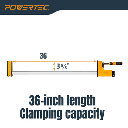POWERTEC 72232-P2 36-Inch Parallel Clamps for Woodworking | 90 Degree Heavy Duty Steel Bar Jaw Clamp Spreader Tool, 4PK