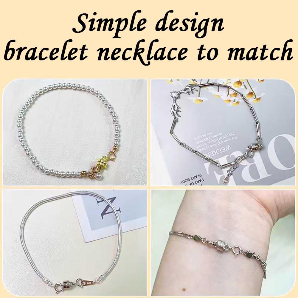 925 Silver Magnetic Necklace Clasps, Magnetic Necklace Clasps and Closures for Bracelet Necklace Extender (4pcs Silver)