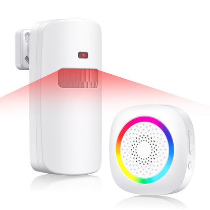 TECKNET Wireless Motion Sensor Door Chime - 61 Melodies & 120dB, 6m/110° PIR Detection & 1000ft Range, RGB Light with 5 Volume Levels, Easy Install for Home/Business/Store Security & Elderly Care