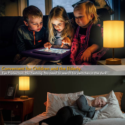 HSLighting Bedside Lamps, Touch Control Table Lamp 3-Way Brightness Dimmable Small Lamp with Metal Base LED Desk Lamp Minimalist Nightstand for Bedroom Living Room Gift Decor, Dimmable Bulb Included