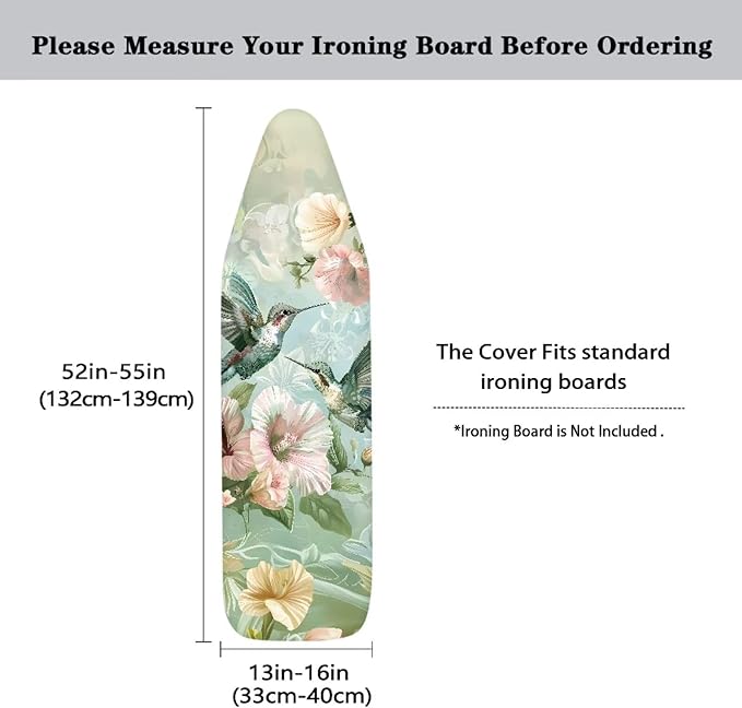 Floral Hummingbird Ironing Board Cover and Pad Heat Resistance & Resist