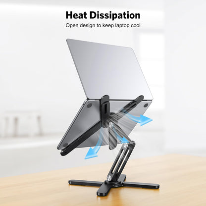 OMOTON 360° Rotating Laptop Stand Riser for Desk, Ergonomic Foldable Computer Stand Adjustable Height Angles for Collaborative Work, Easy Storage Fit Macbooks,All Laptops up to 16 inches, Silver