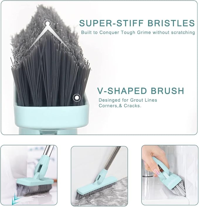 Affogato Floor Scrub Brush Bathroom Long Handle Bathtub Push Broom Shower Tile