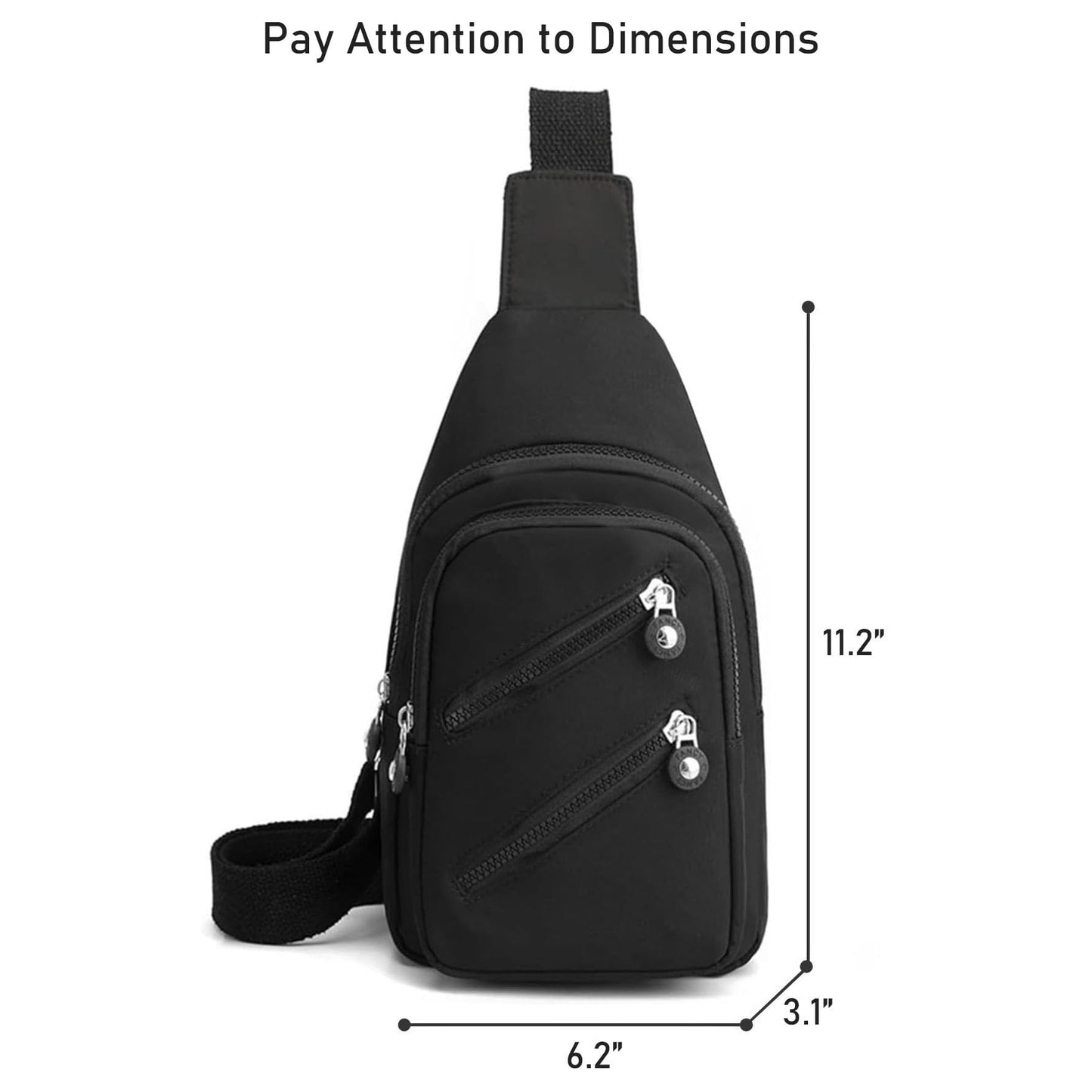 Cross Body Bag Sling Backpack Fanny Pack Small Crossbody Bags for Women Trendy - Black