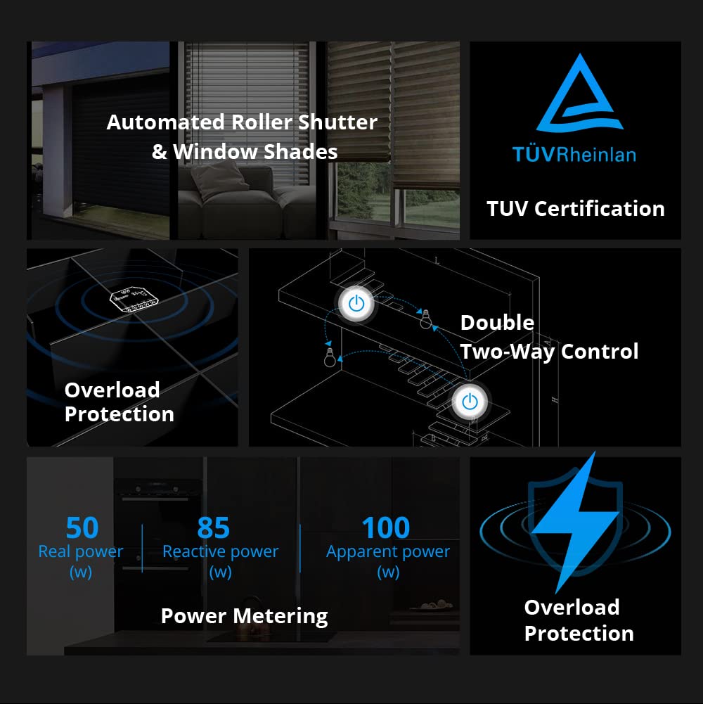 SONOFF DUALR3 Lite Smart Switch Moudle,WiFi Smart Curtain Switch,Dual Relay DIY Curtain, Blinds, Roller Shutter,Two Way Smart Switch,Compatible with Alexa&Google Assistant(1 Pack)