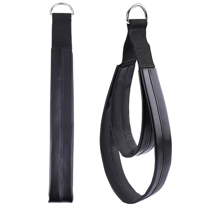 CALFOVERA 2Pcs PU Leather Pilates Straps Handles Double Loop D-Ring Exercise Straps Black Comfortable Yoga Exercise Handle Padded for Reformer Padded Home Gym Workout Equipment Accessories