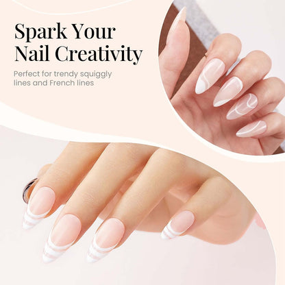 Beetles Nail Stamp, 4Pcs French Tip Tool Easy Manicure Nail Stamper Single Head Soft Silicone Long & Short French Tip Stamp Tool with 2Pcs Nail Scraper Decorations Gift for Women