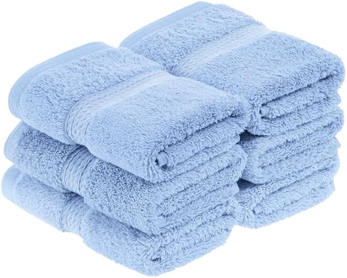Superior Solid Egyptian Cotton Face Towel Set, Light Blue