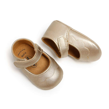 MASOCIO Baby Mary Jane Shoes Infant Anti-Slip Wedding First Walking Shoes Gold 12-18 Months