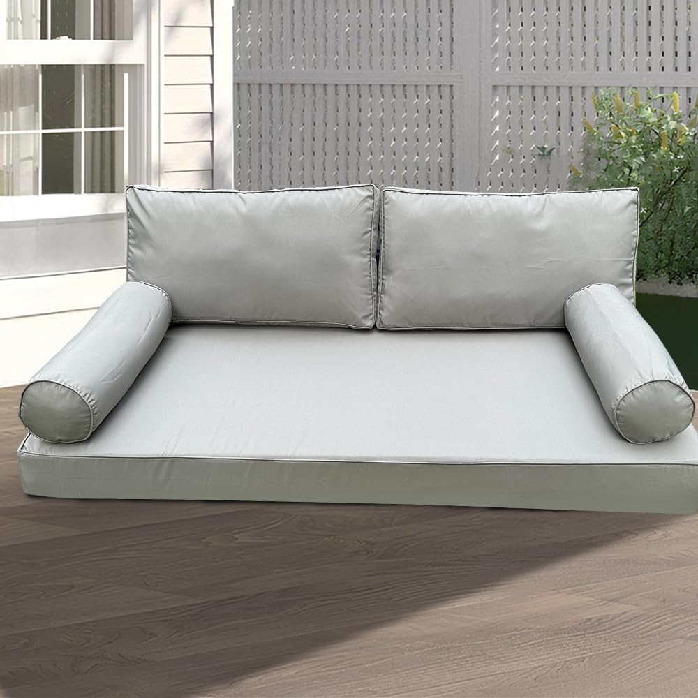 YAQSFGRZ Outdoor Daybed Cushion Cover Twin,Daybed Mattress Bolster Pillow Fitted Sheet Cover,Twin Size Outdoor Daybed Cushion Cover（Cover ONLY Size 6" D x 75" W x 39" H, Earth Yellow