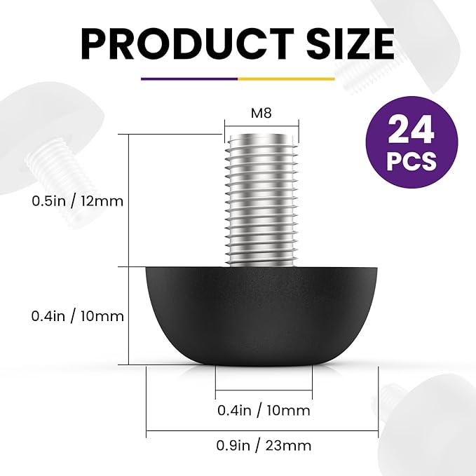 M8 Adjustable Furniture Leg, 304 Stainless Steel Furniture Feet, 8mm x 1.25