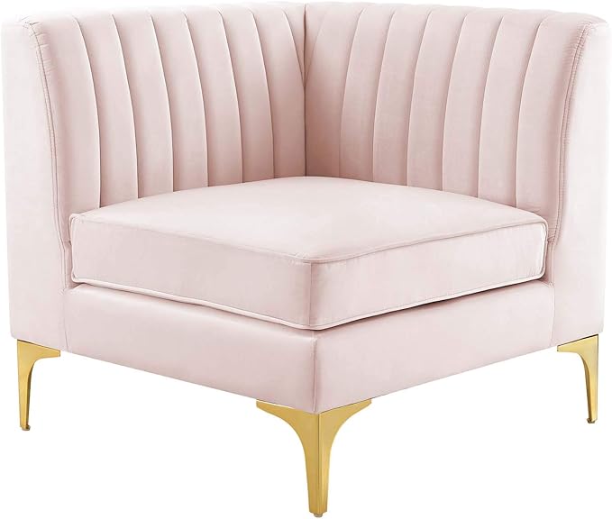Modway EEI-4346-PNK Triumph Channel Tufted Performance Velvet Loveseat