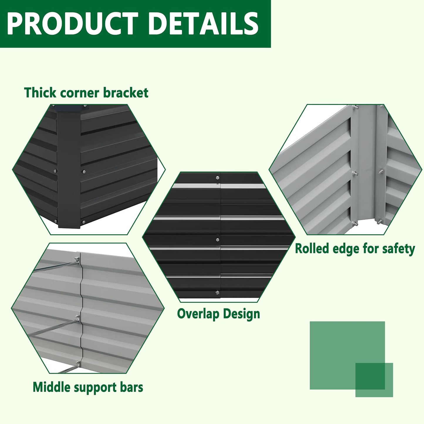 Meberam 2 Pack 6x3x1FT Galvanized Raised Garden Beds Kit Outdoor Metal Gardening Planter Box for Vegetable Elevated Flower Herbs,Black