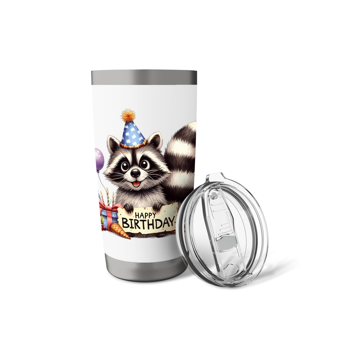 Raccoon Party Animal Celebration Design Stainless Steel Insulated Tumbler