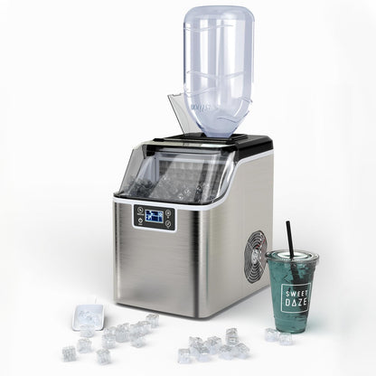COSTWAY Countertop Ice Maker, 40LBS/24H Portable Compact Ice Machine with Top Inlet Hole, Auto Self-Cleaning Function, 24 pcs Ice Cube in 15 Mins, Ice Scoop and Basket Perfect for Home, Party, Office