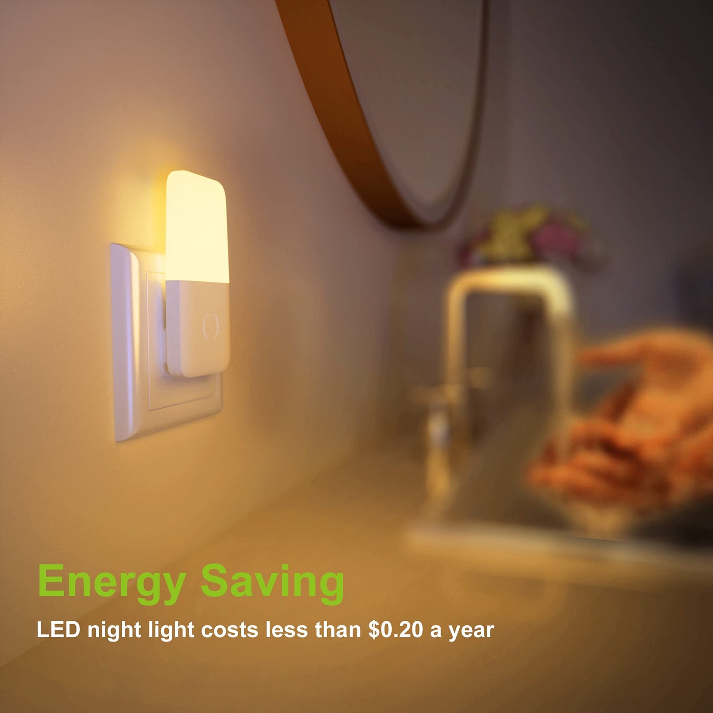 MAZ-TEK Plug in Night Light, Warm White LED Nightlights with Smart Dusk to Dawn Sensor for Kids, Nursery, Ideal for Bedroom, Bathroom,Hallway, Stairs, Kitchen, 6 Pack