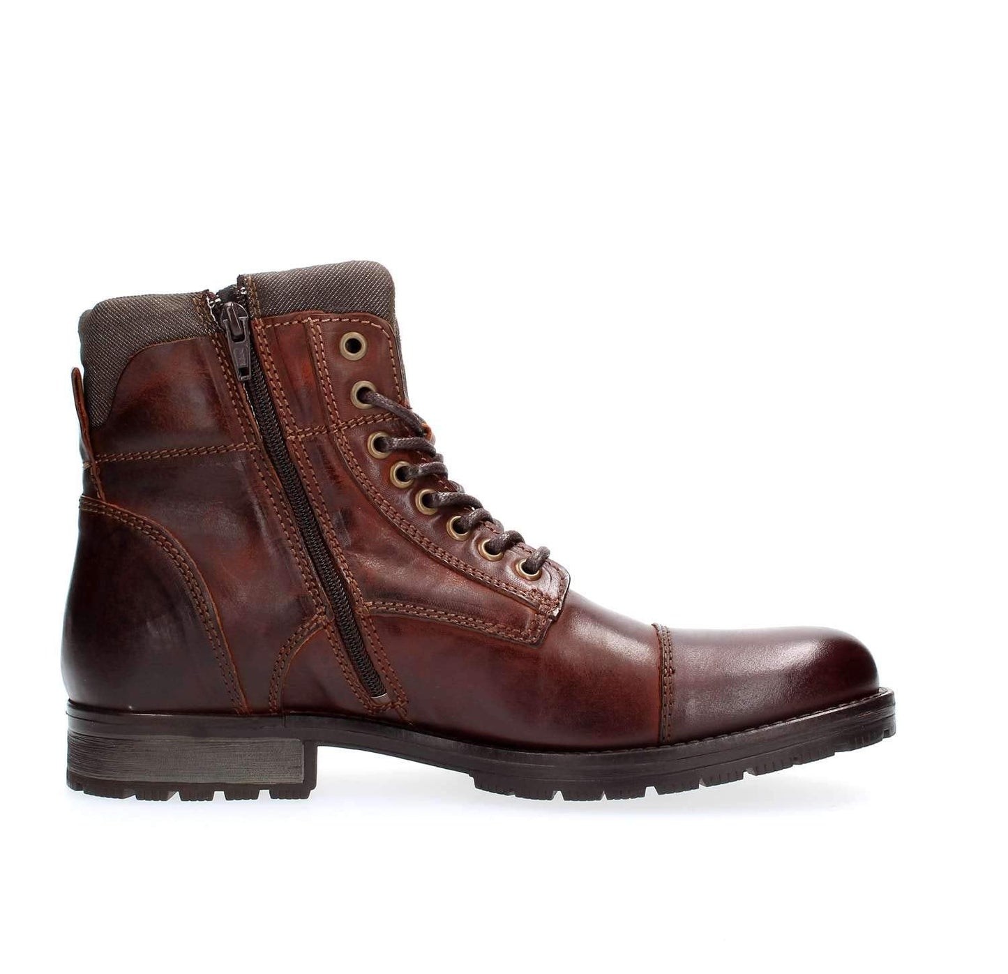 JACK & JONES Jfwalbany Leather Brown Stone Sts, Men’s Biker Boots, Brown, 9 UK (43 EU)