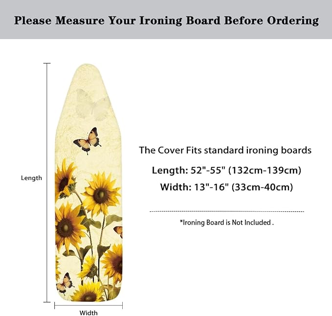 Sunflower Butterfly Ironing Board Cover Standard Size 15"x54" Iron Cover
