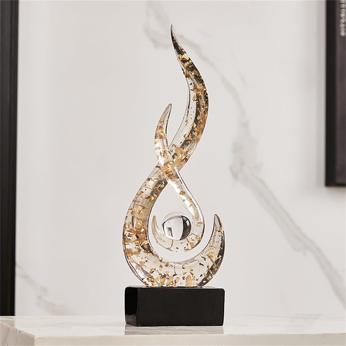 AWNR Abstract Art Deco Decor Statues for Home,Shelves,Table,Living Room, Dining Room,Modern Sculpture Decoraciones of Homes for Sale (Transparent Gold)