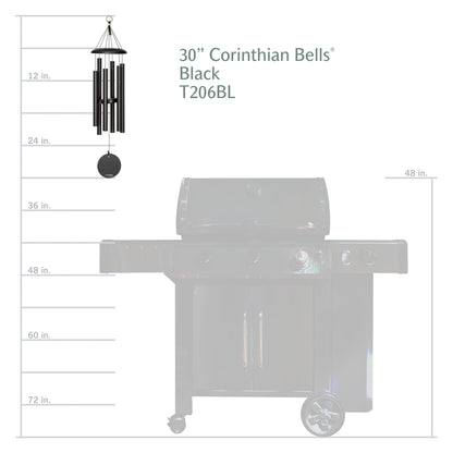 Corinthian Bells 30 Inch Black Wind Chimes for Outside, Modern Metal Outdoor Wind Chime for Patio Decor, Made in USA
