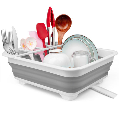 Collapsible Dish Drying Rack Portable Dish Drainers for Kitchen Counter with Drainboard, Kitchen Sink Organizer Basket RV Accessories Camper Storage and Organization Dish Rack Over Sink Drying Rack