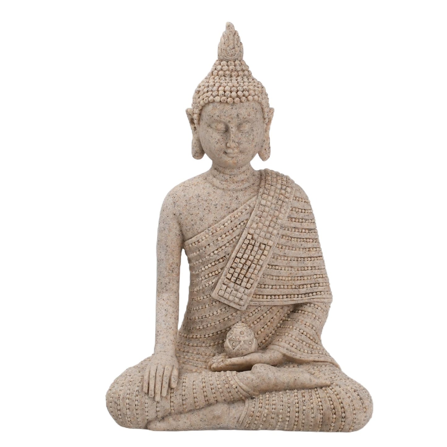 KalyZ@rts 6.5 Inch Hand-Painted Buddha Statue - Exquisite Meditation Sculpture for Home/Office Desk, Feng Shui Zen Decor, Unique Housewarming Gift - Pure Sandstone