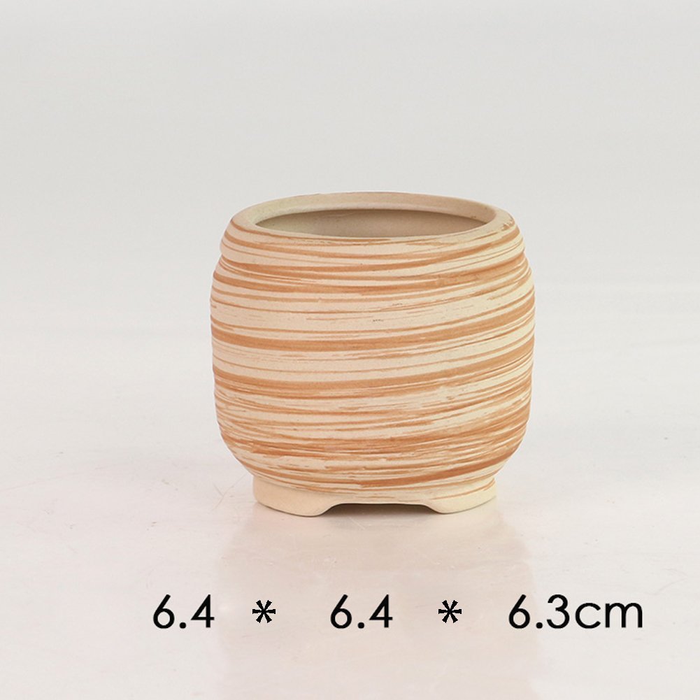 Sun-E 6 in Set 7.6 cm Ceramic Wooden Pattern Succulent Plant Pot Cactus Plant Pot Flower Pot Container Planter Gift Idea