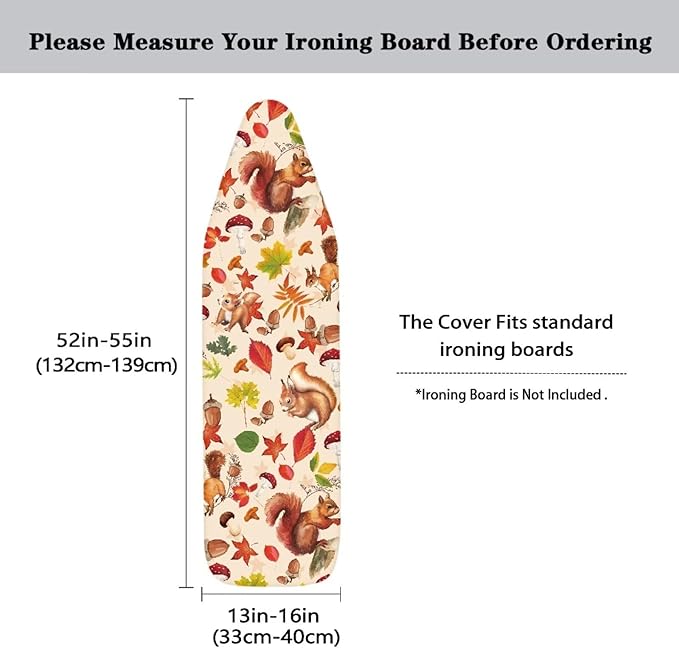 Fall Squirrel Leaves Tabletop Ironing Board Cover Standard Ironing Board