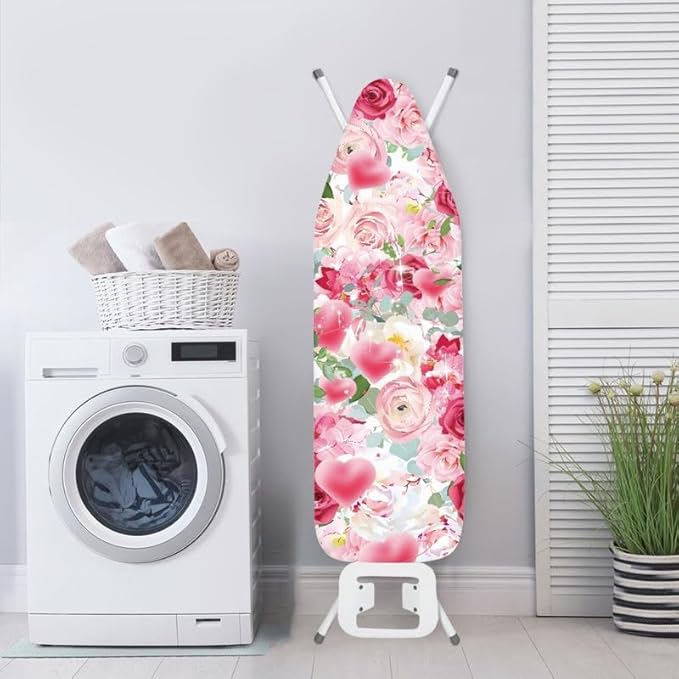 Pink Rose Flower Ironing Board Cover Watercolor Valentine's Day Roses 15x 54