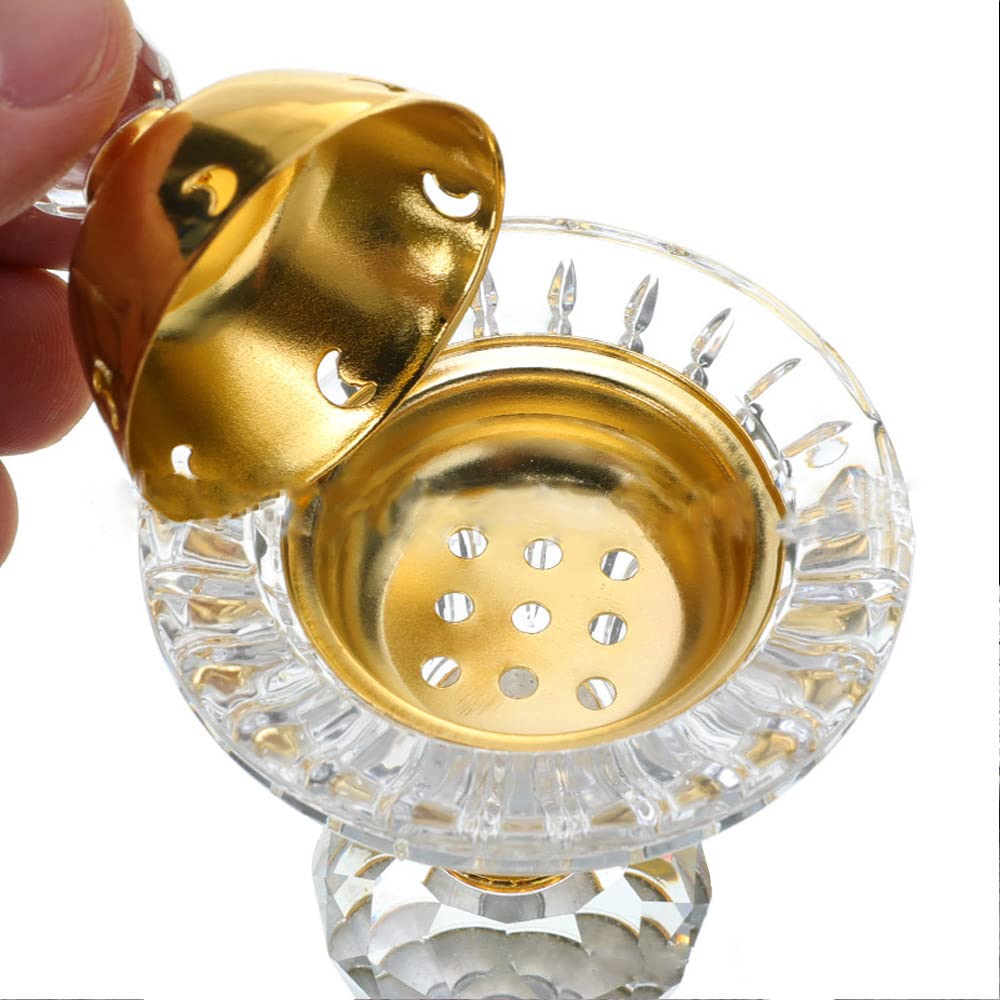 Crystal Incense Burner,Oud Frankincense Aromatherapy Bakhoor Burner Arabian Diffuser Desk Decor for Yoga Meditation Spa (Moon)