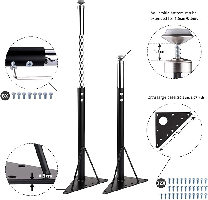 KAZAKA Adjustable Table Legs, 20-30 inch