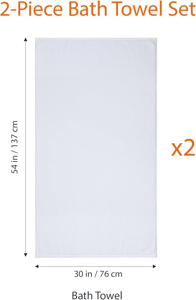 Amazon Basics Lightweight Quick-Dry Bath Towel, 100% Cotton, 2 Piece